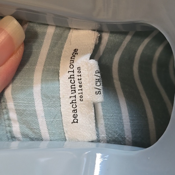 Beach Lunch Lounge Striped Button-Up Shirt Preppy Costal - Picture 2 of 12